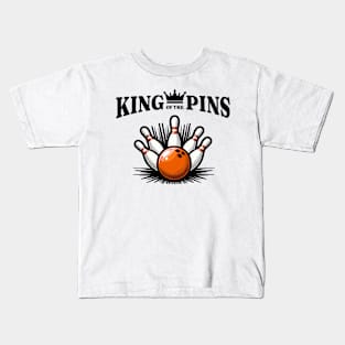 King of the Pins – Bowling Sport Fun Design Kids T-Shirt